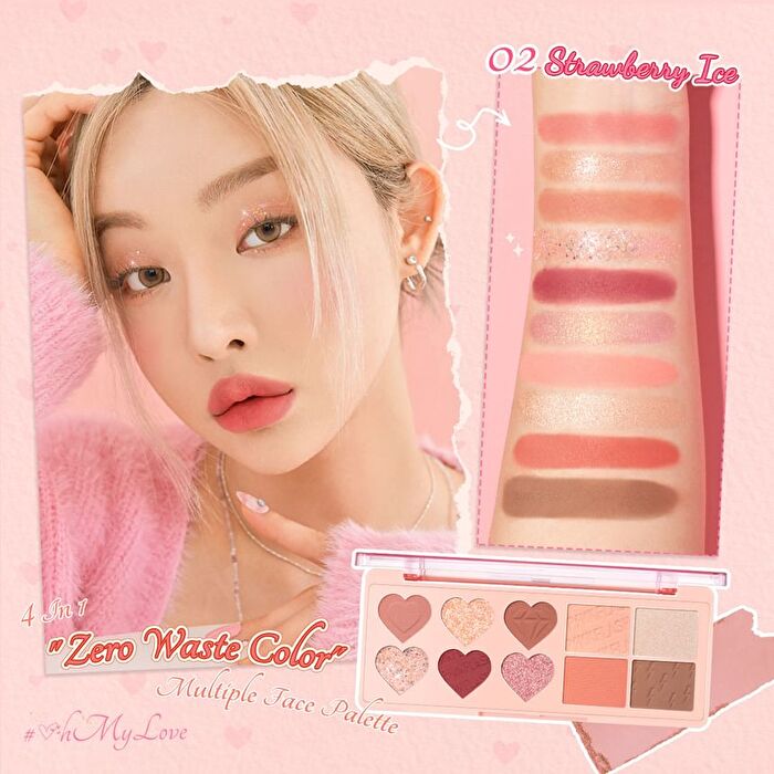 Pinkflash Highlighter Blusher Multi Palette - 3 Colors - #2 Strawberry Ice