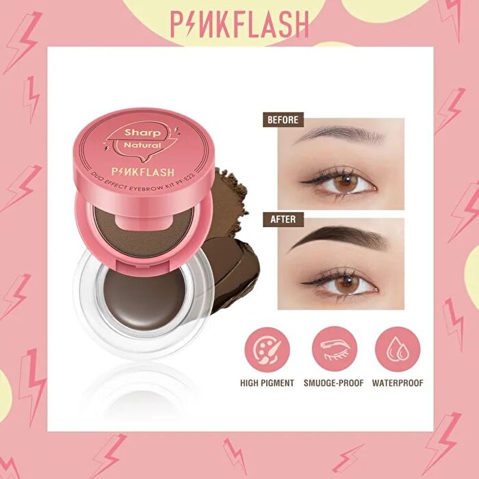 Pinkflash 2 in 1 Duo Effect Eyebrow Kit - 3 Color - #02 Soft Brown