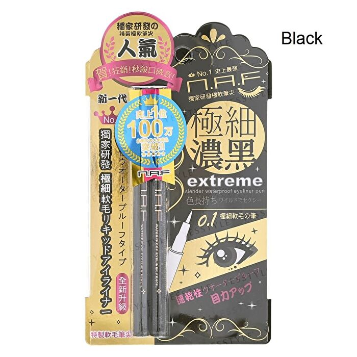 Extreme Slender Waterproof Eyeliner Pen - Black - 2 pcs