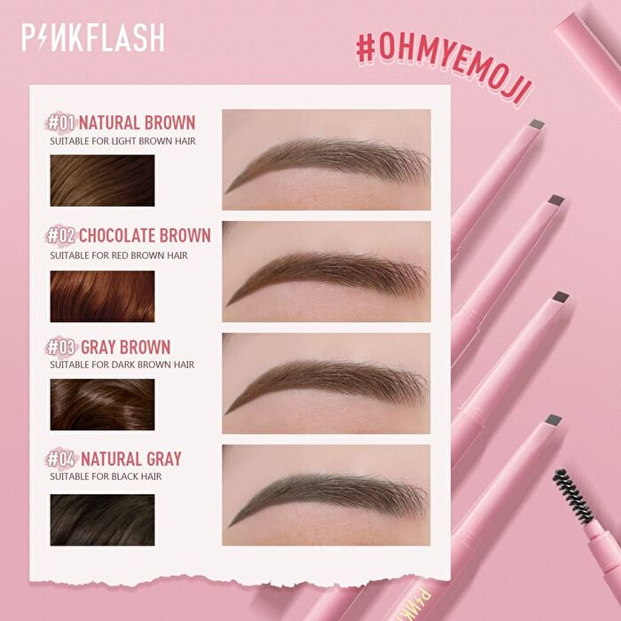 Pinkflash Waterproof Auto Eyebrow Pencil - 4 colours - #02 Chocolate Brown