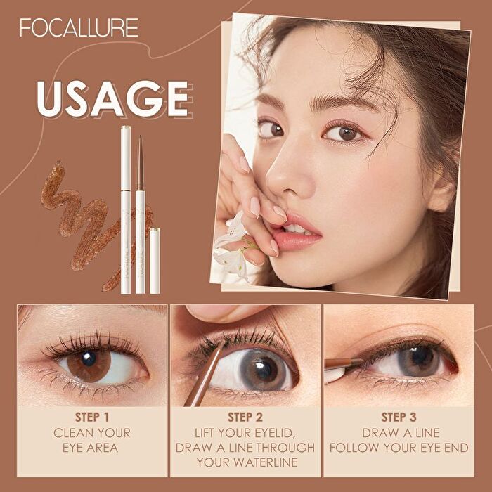 Focallure Perfectly Defined Gel Eyeliner - 2 Colors - #F01 Dark Black