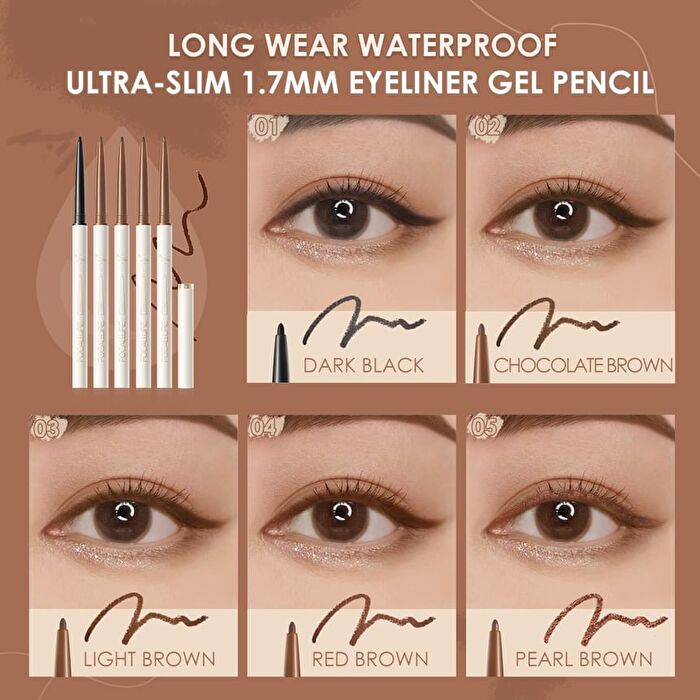 Focallure New Perfectly Defined Gel Eyeliner - 3 Colors - #F03 Light Brown