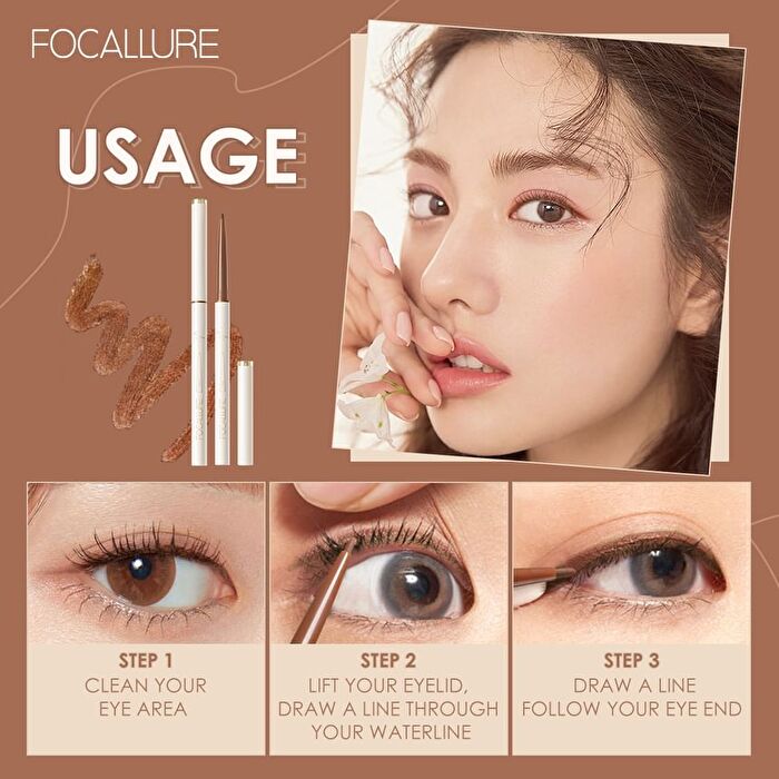 Focallure New Perfectly Defined Gel Eyeliner - 3 Colors - #F05 Pearl Brown