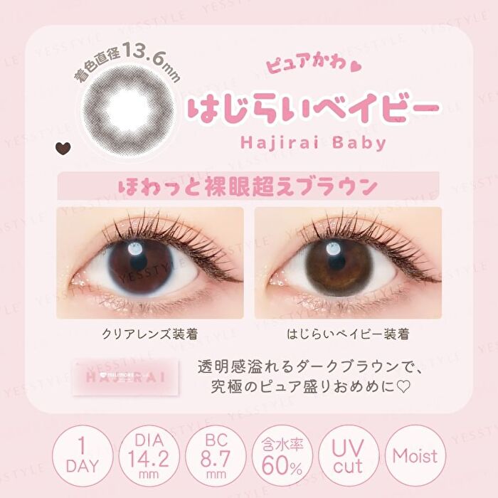 Milimore One-Day Color Lens Hajirai Baby 10 pcs - P-0.00 (10 pcs)