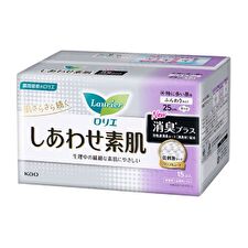 Kao Laurier F Happy Bare Skin Deodorizing Plus For Especially Heavy Daytime With Wings 25cm - 15 pcs