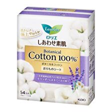 Kao Laurier F Happy Bare Skin Pantyliner 100% Botanical Cotton Lavender & Chamomile - 54 pcs