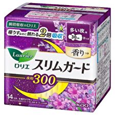 Kao Laurier Slim Guard For Heavy Nights With Wings 30cm Lavender - 14 pcs