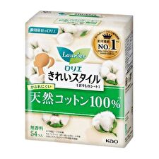 Kao Laurier Kirei Style 100% Natural Cotton Pantyliner Unscented - 54 pcs
