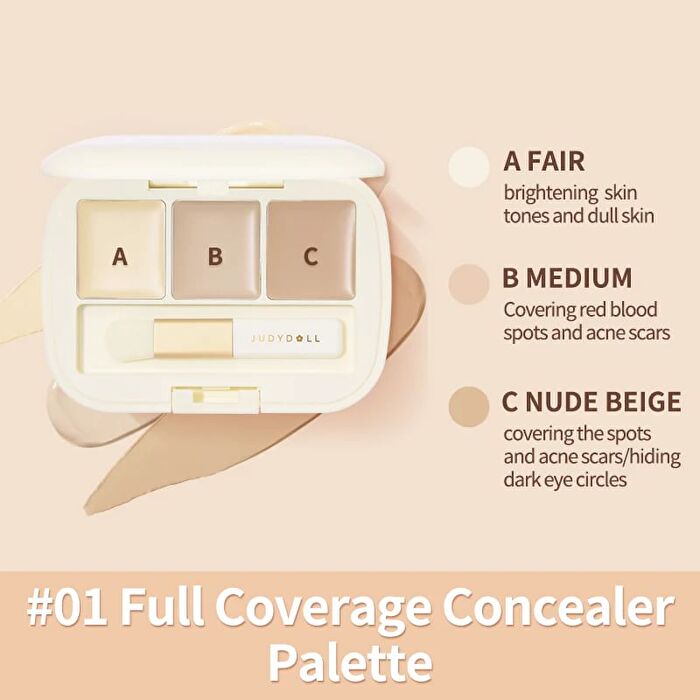 Three-Shades Concealer Palette - 2 Colors - #01 Full Coverage