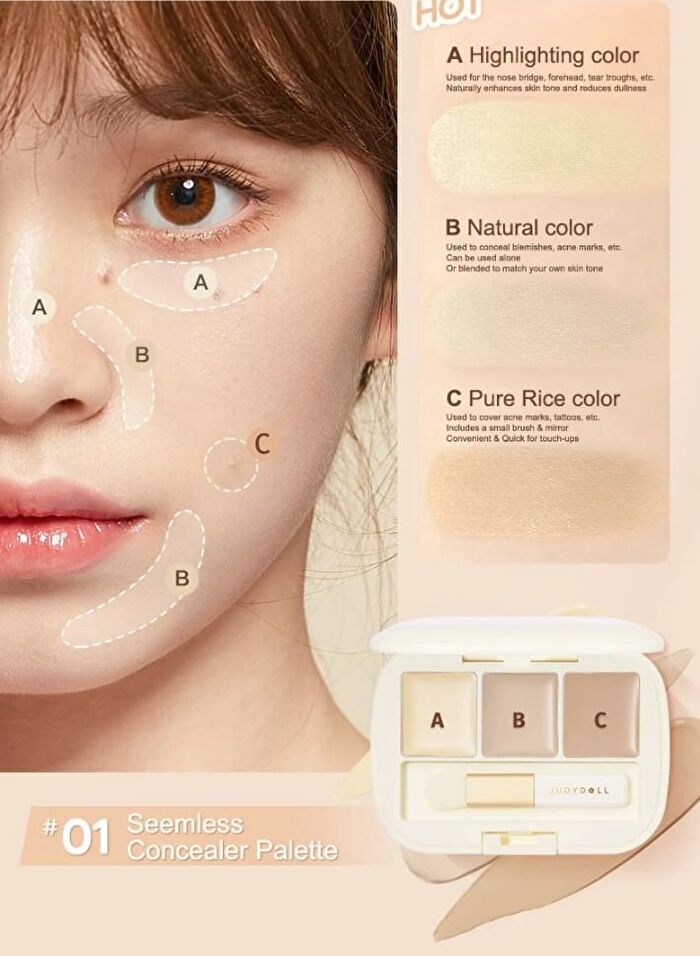 Three-Shades Concealer Palette - 2 Colors - #01 Full Coverage