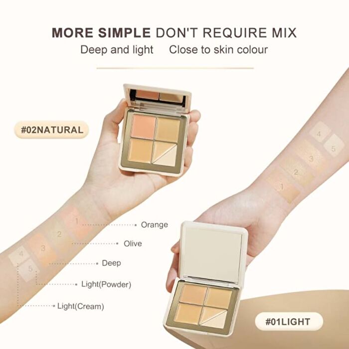 5 Shades Concealer Palette - 2 Colors - #02 Natural Skin Tone - 6g
