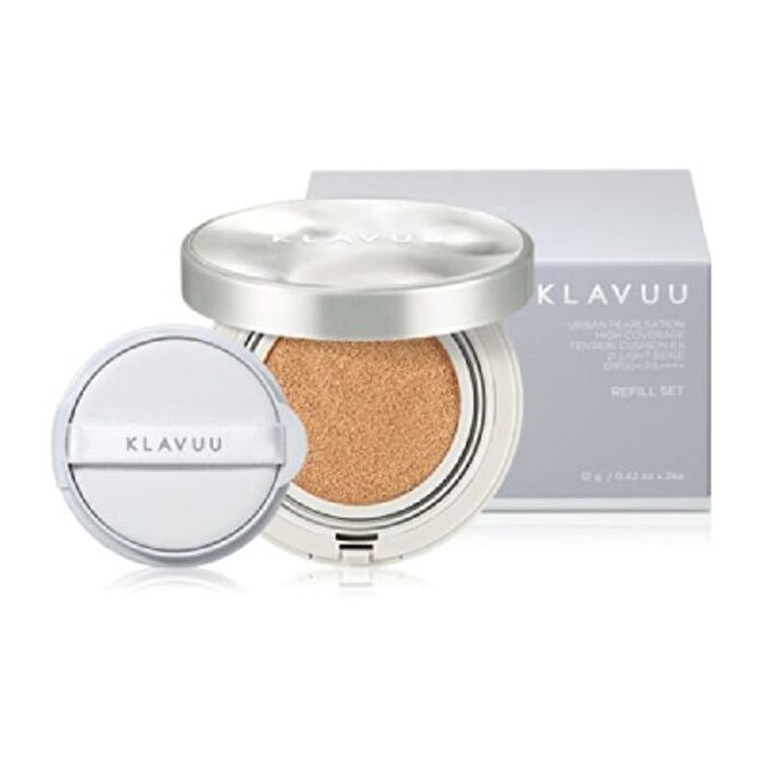 Klavuu Urban Pearlsation High Coverage Tension Cushion EX Refill Set - 2 Colors - #21 Light Beige