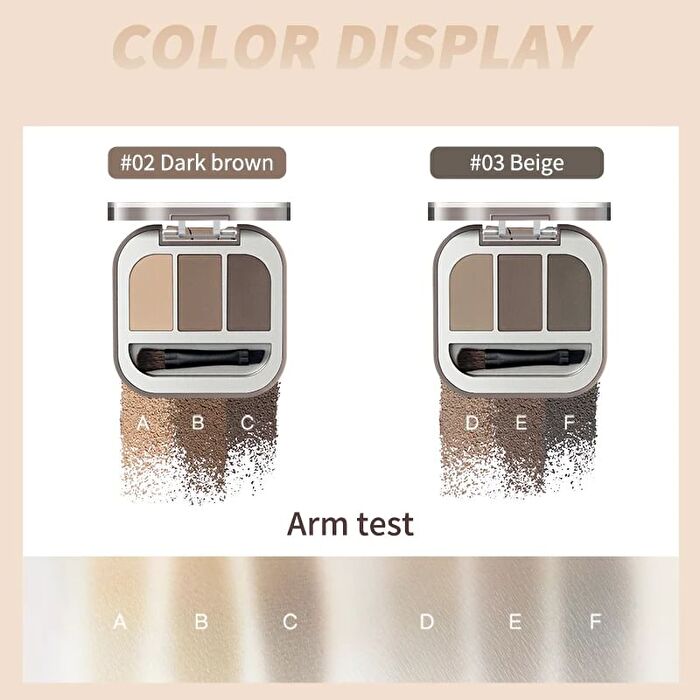 3 Shade Eyebrow Powder - 2 Colors (2-3) - #02 Dark Brown - 2.7g