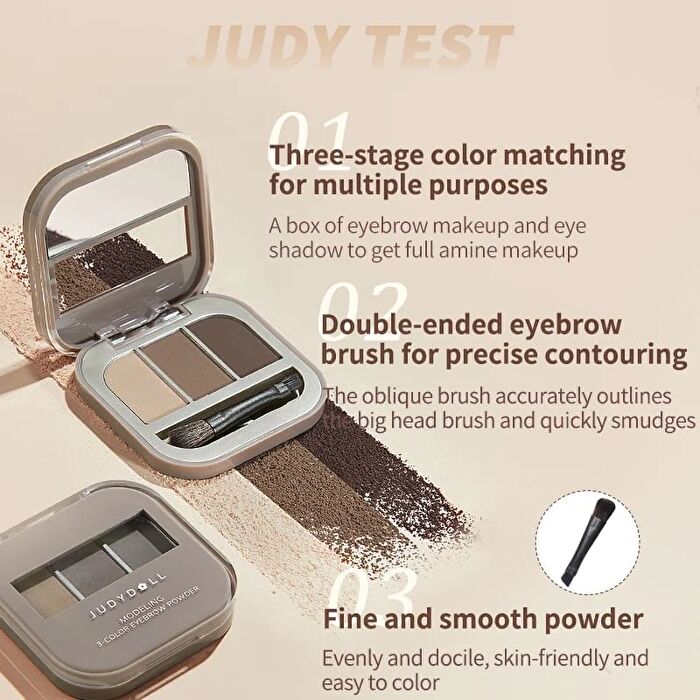 3 Shade Eyebrow Powder - 2 Colors (2-3) - #02 Dark Brown - 2.7g