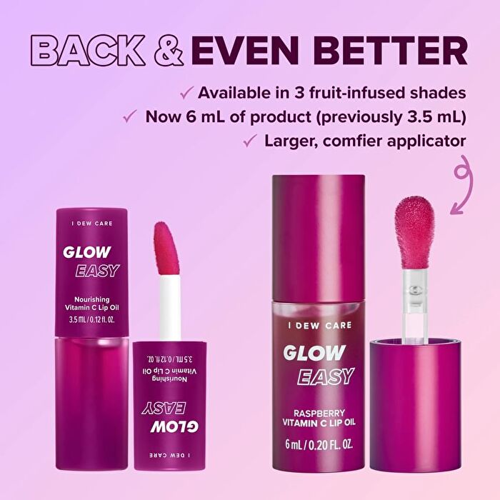 I Dew Care Glow Easy Vitamin C Lip Oil - 3 Colors - 2023 Version - Raspberry