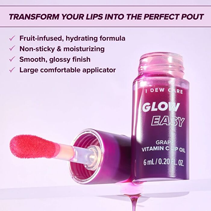 I Dew Care Glow Easy Vitamin C Lip Oil - 3 Colors - 2023 Version - Grape