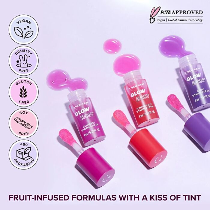 I Dew Care Glow Easy Vitamin C Lip Oil - 3 Colors - 2023 Version - Grape