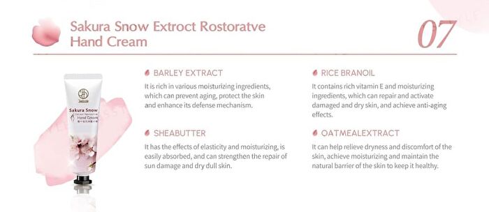 Jenduoste Sakura Snow Extract Restorative Hand Cream - 30ml