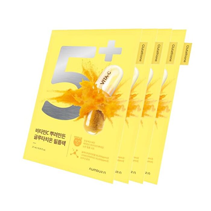 numbuzin No.5+ Glutathione Vitamin Concentrated Mask Set 4 sheets - 27ml x 4 sheets