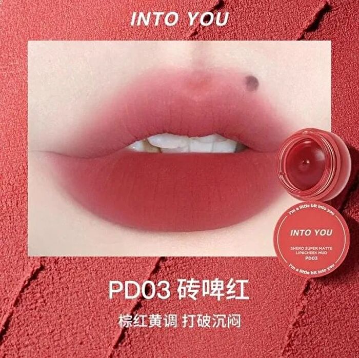 Into You New Canned Lip & Cheek Mud - 3 Colors - #PD03 Tile Red - 5g