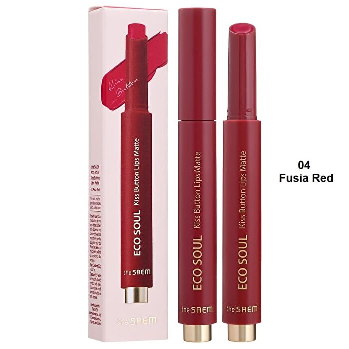 Eco Soul Kiss Button Lips Matte - 5 Colors - #04 Fusia Red