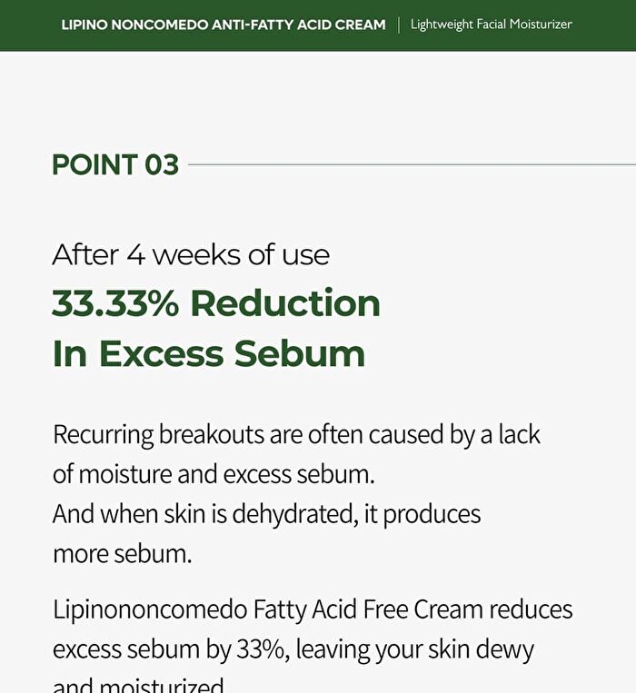 Lipino Anti-Fatty Acid Noncomedo Cream - 50ml