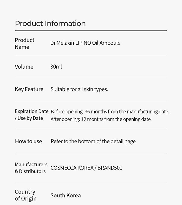 Lipino Anti-Fatty Acid Oil Ampoule - 30ml