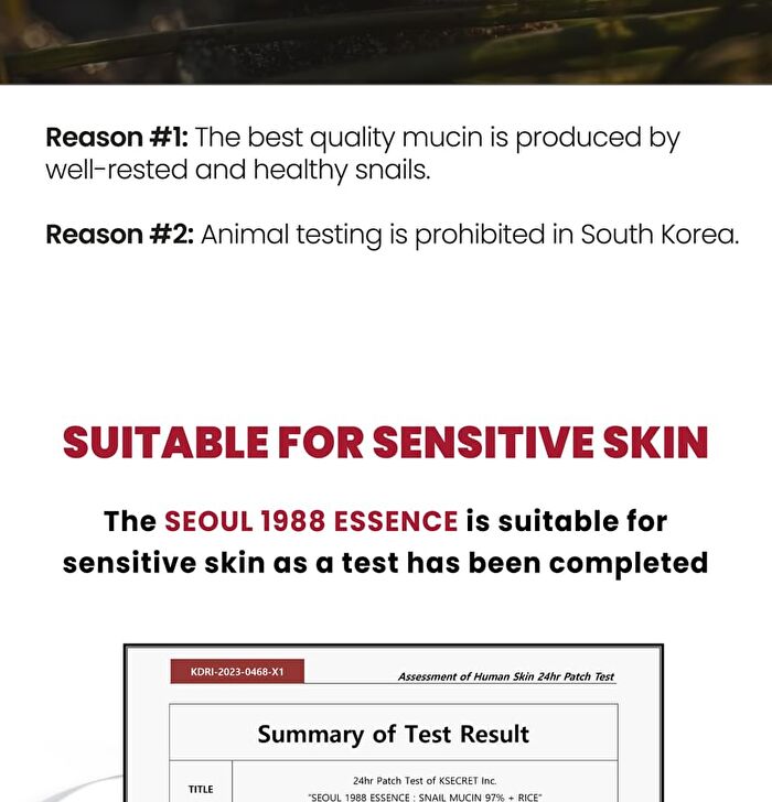 Ksecret SEOUL 1988 Essence : Snail Mucin 97% + Rice - 100ml