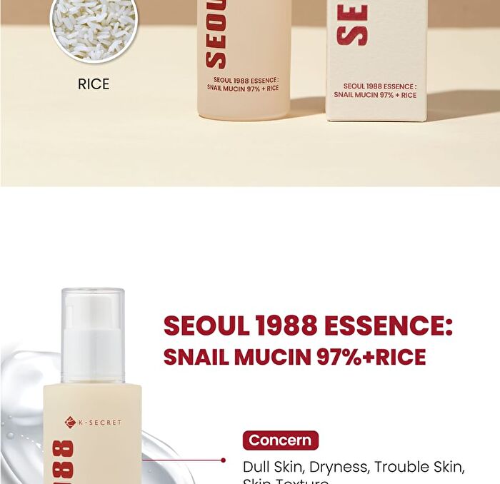 Ksecret SEOUL 1988 Essence : Snail Mucin 97% + Rice - 100ml