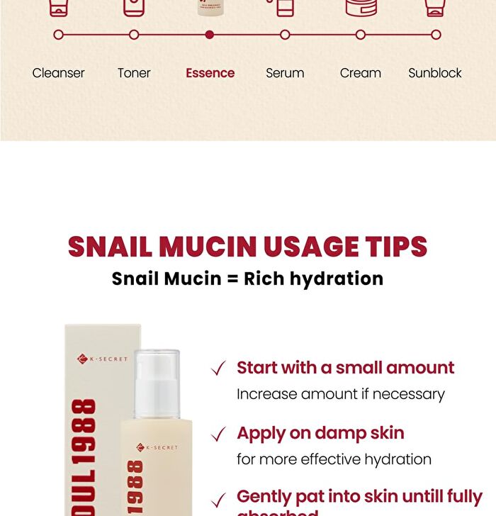 Ksecret SEOUL 1988 Essence : Snail Mucin 97% + Rice - 100ml