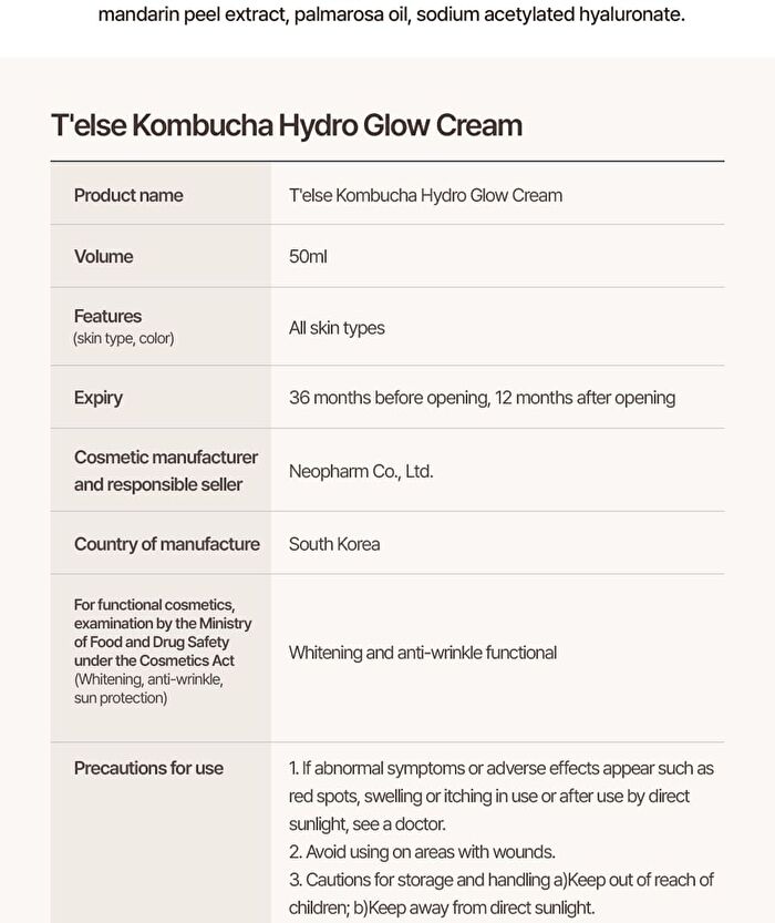 T\'else Kombucha Hydro Glow Cream - 50ml