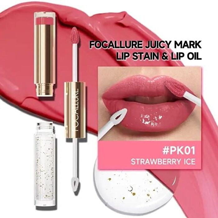 Focallure Juicy Lip Oil Duo - 3 Colors - #RD01 Ruby Pepper