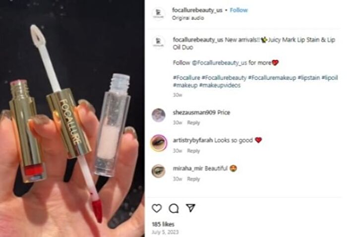 Focallure Juicy Lip Oil Duo - 3 Colors - #RD01 Ruby Pepper