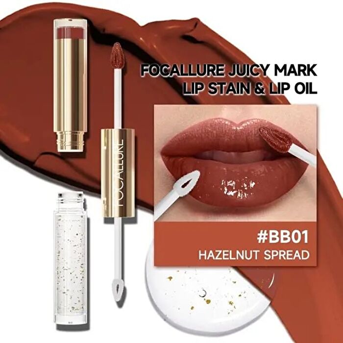 Focallure New Juicy Lip Oil Duo - 3 Colors - #BB01 Hazelnut Spread