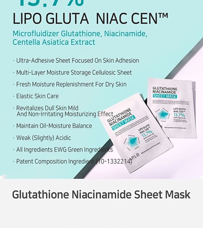 Aplb Glutathione Niacinamide Sheet Mask Set - 25ml x 10 Sheets