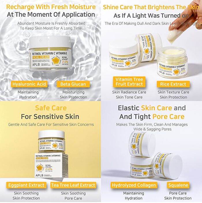 Aplb Retinol Vitamin C Vitamin E Facial Cream Set - 2 pcs