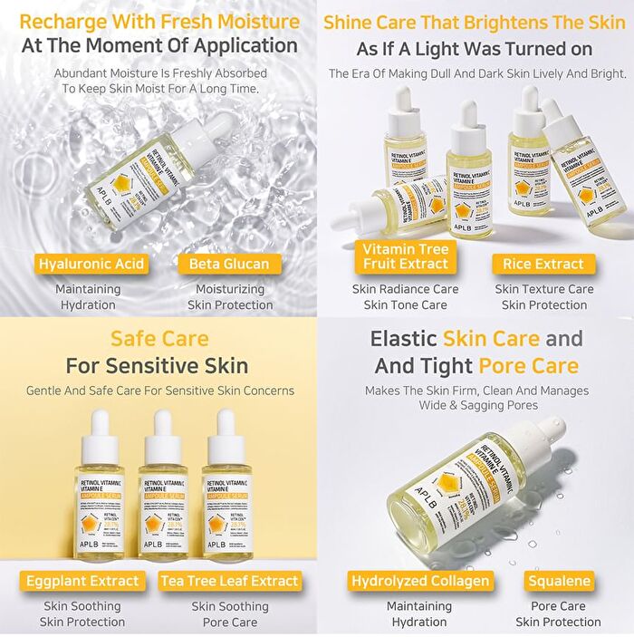 Aplb Retinol Vitamin C Vitamin E Ampoule Serum Set - 2 pcs