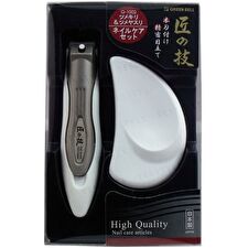 Green Bell Nail Clipper & Stainless Steel Nail File - 1 set