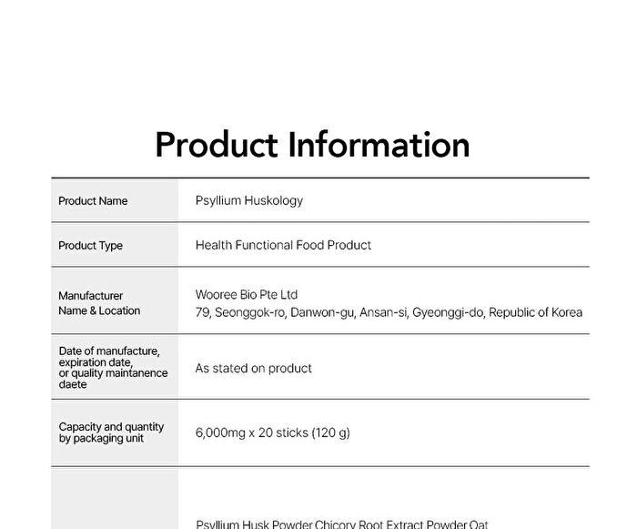 Foodology Psyllium Huskology - 6000mg x 20 sticks