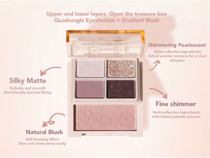 Gogo Tales Eyeshadow & Blush Palette - Rose Sweet Tea - #G05 Rose Sweet Tea - 10.2g