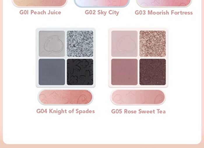 Gogo Tales Eyeshadow & Blush Palette - Rose Sweet Tea - #G05 Rose Sweet Tea - 10.2g