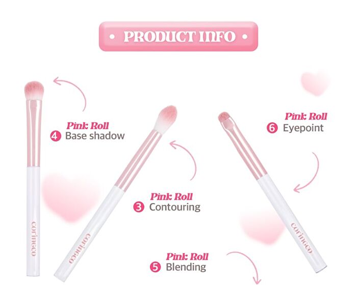 Coringco Pink Roll Make Up Brush Set - 6 pcs