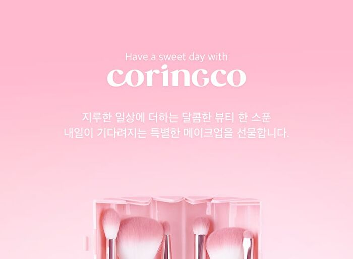 Coringco Pink Roll Make Up Brush Set - 6 pcs