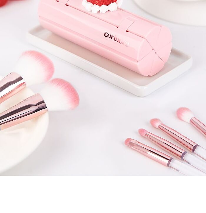 Coringco Pink Roll Make Up Brush Set - 6 pcs