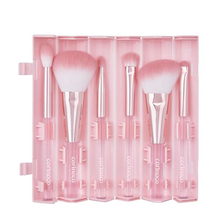 Coringco Pink Roll Make Up Brush Set - 6 pcs