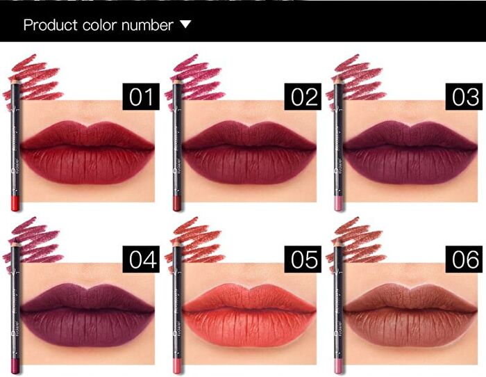 Stereoscopic Lip Liner Set (12 Colors) - 1 Set (12 Colors)