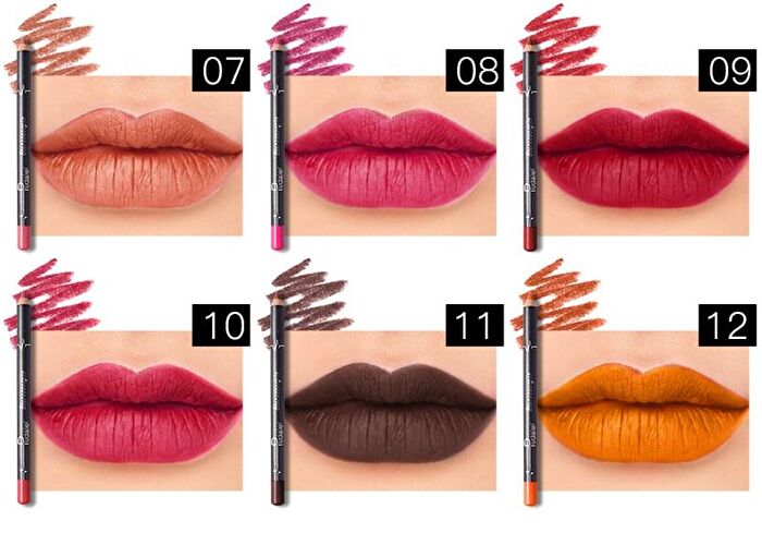 Stereoscopic Lip Liner Set (12 Colors) - 1 Set (12 Colors)