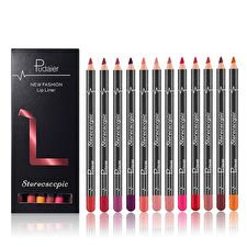 Pudaier Stereoscopic Lip Liner Set (12 Colors) - 1 Set (12 Colors)