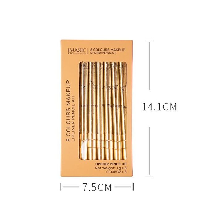 Imagic 8 Colours Golden Silky Lip Liner Pencil Kit - 1 Box (8 Colours)