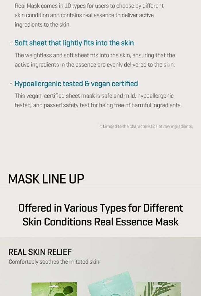 Real Care Mask - 10 Types - 2024 Version - AHA BHA PHA Calming